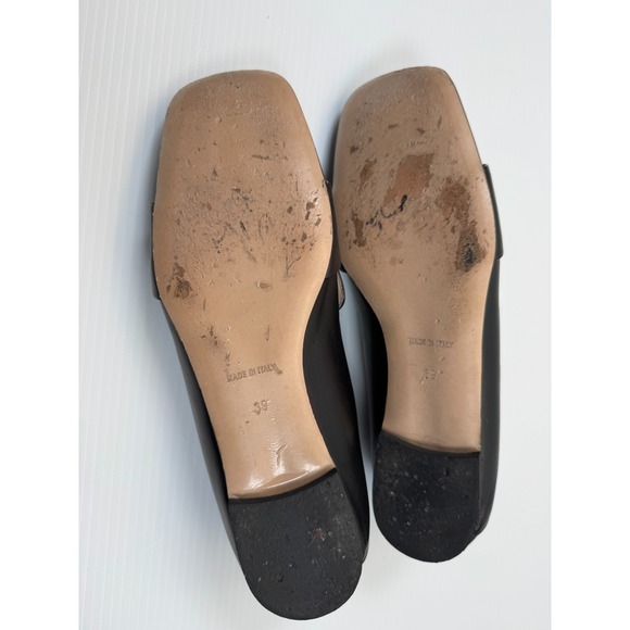 Bianca Di Italy Leather Loafers Women 39 Flats Square Toe Comfort Flats Black - Picture 6 of 9